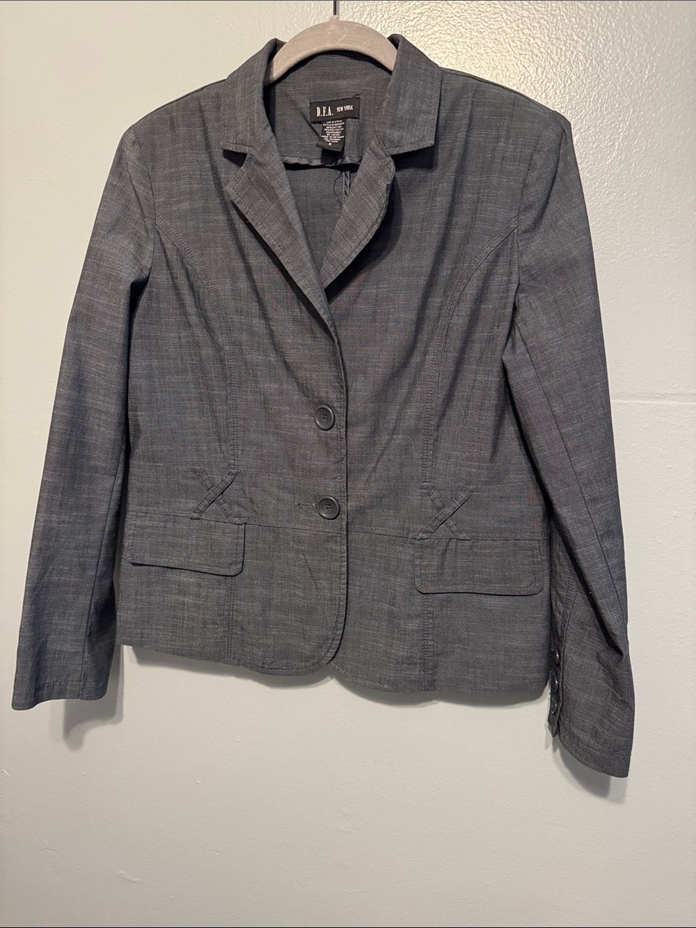 D.F.A. Women's Blueish Gray Two-Button Tailored Blazer